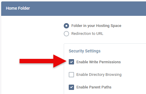 Website Enable Write Permissions